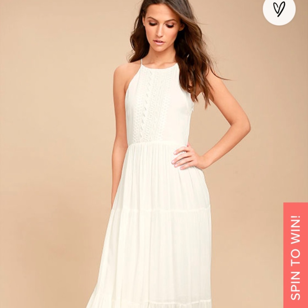 LULU’S~ For life white embroidered maxi dress